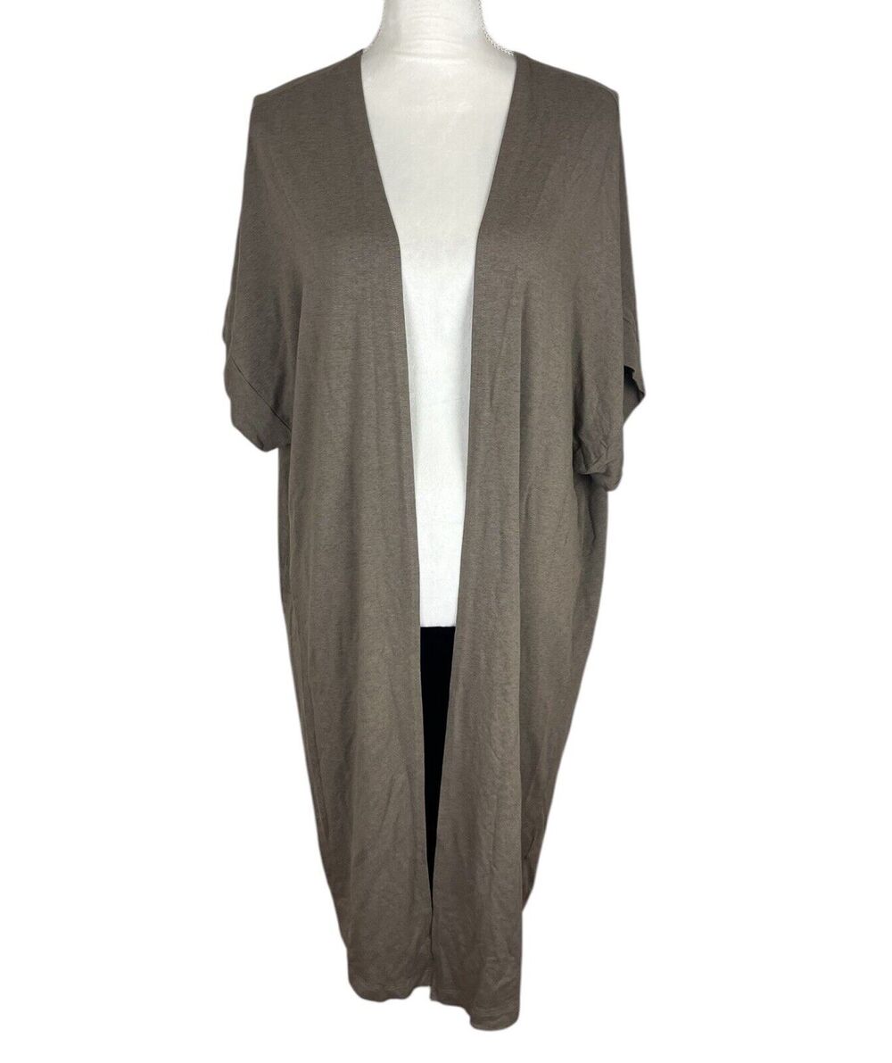 Bryn Walker Brown Duster Open Front Cardigan Sweater Minimalist Lagenlook Sz XS